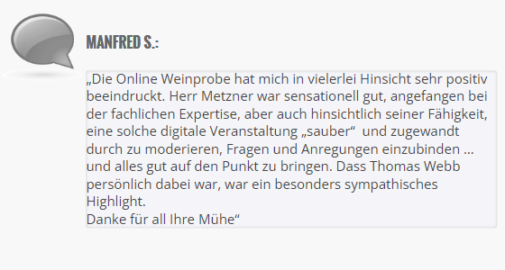 Kunden Kommentar zur Online Weinverkostung