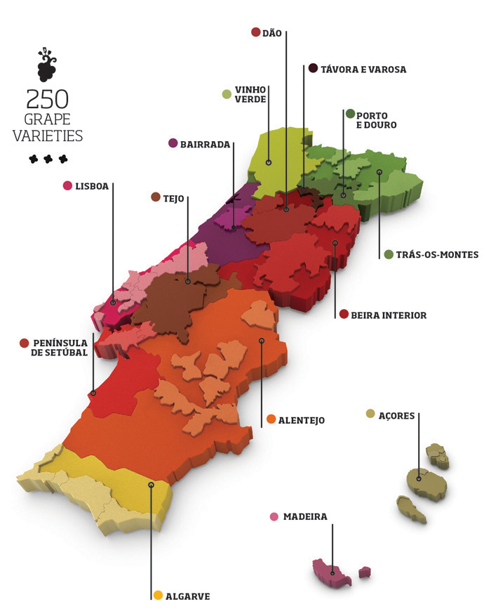  Landkarte von Portugal mit portugiesischen Weinanbauregionen