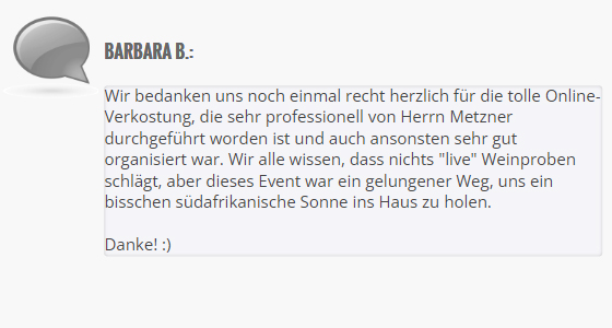 Kunden Kommentar zur Online Weinverkostung